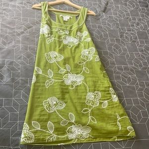 Green Dress with White Floral Embroidery - Large